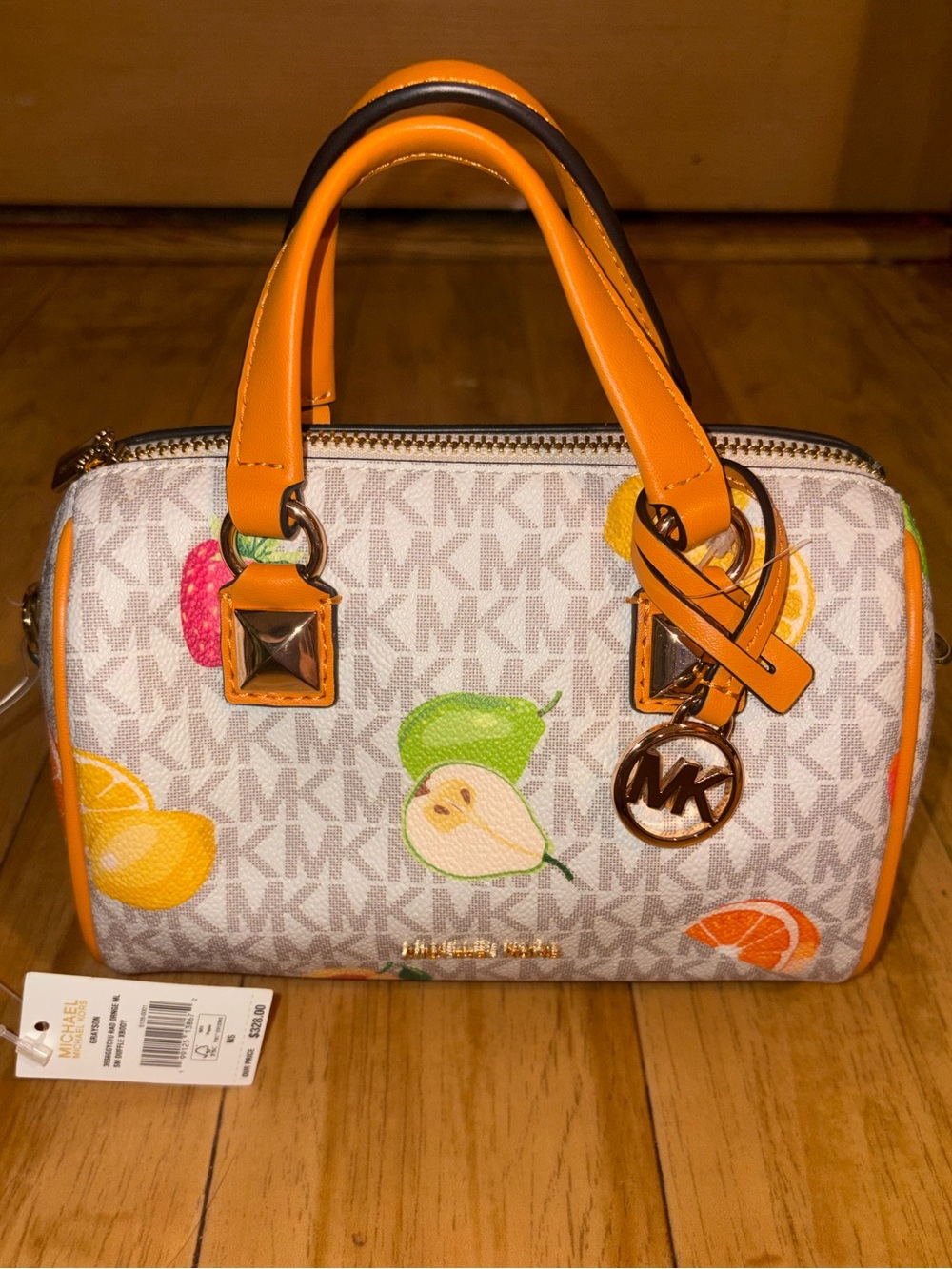 Michael Kors Grayson Rad Orange Small Duffle Crossbody